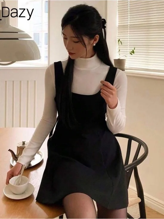 DAZY Solid A-Line Dress Without Tee, Casual Women Dress, BLACK, Size M - Picture 6 of 13